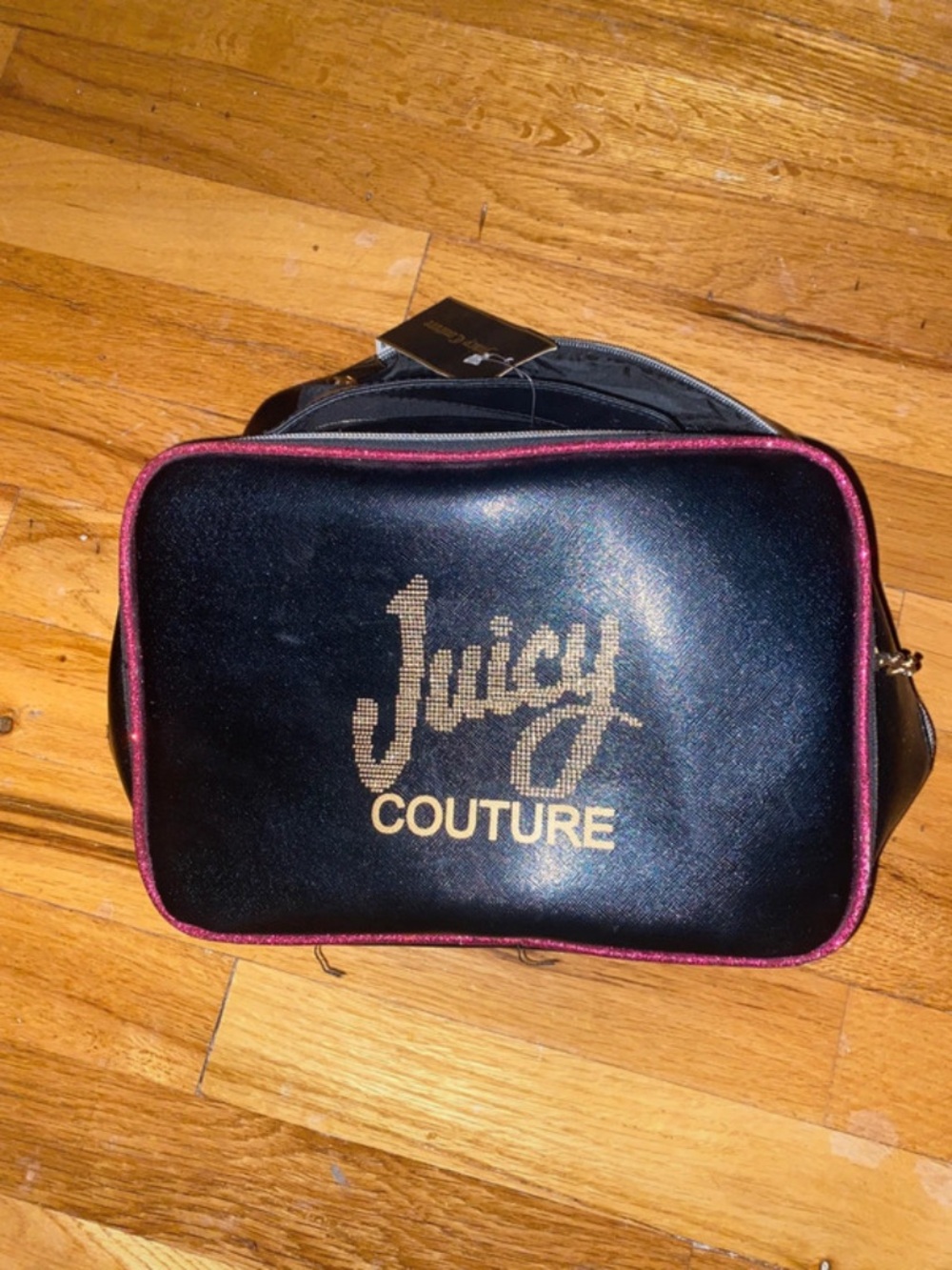 Juicy Couture Black Cosmetic Bag with Pink Piping
